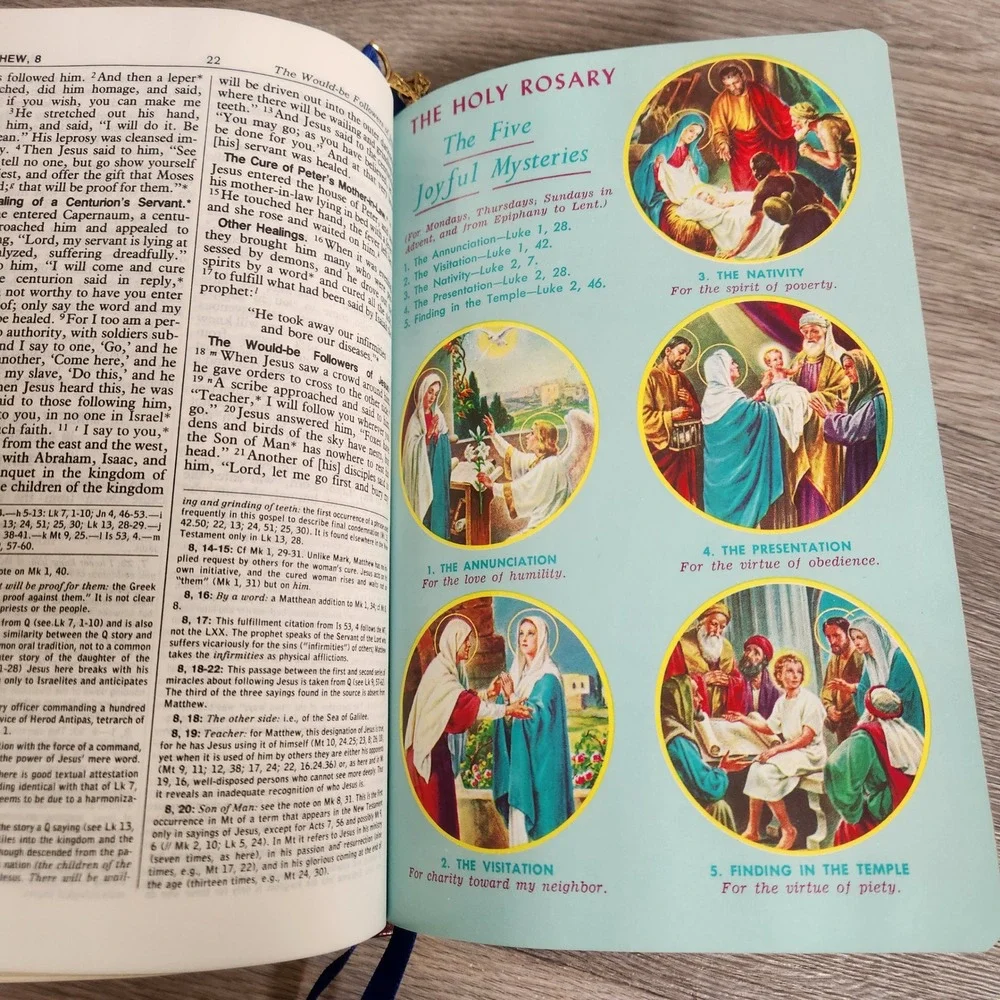Vintage Saint Joseph New American Bible Red Leather Illustrated Gold Edges Catho
